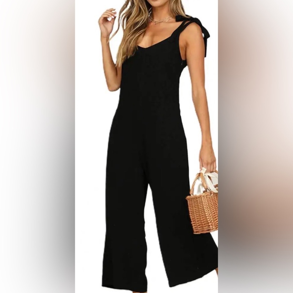 Classic Black Wide-Leg Jumpsuit - Women's